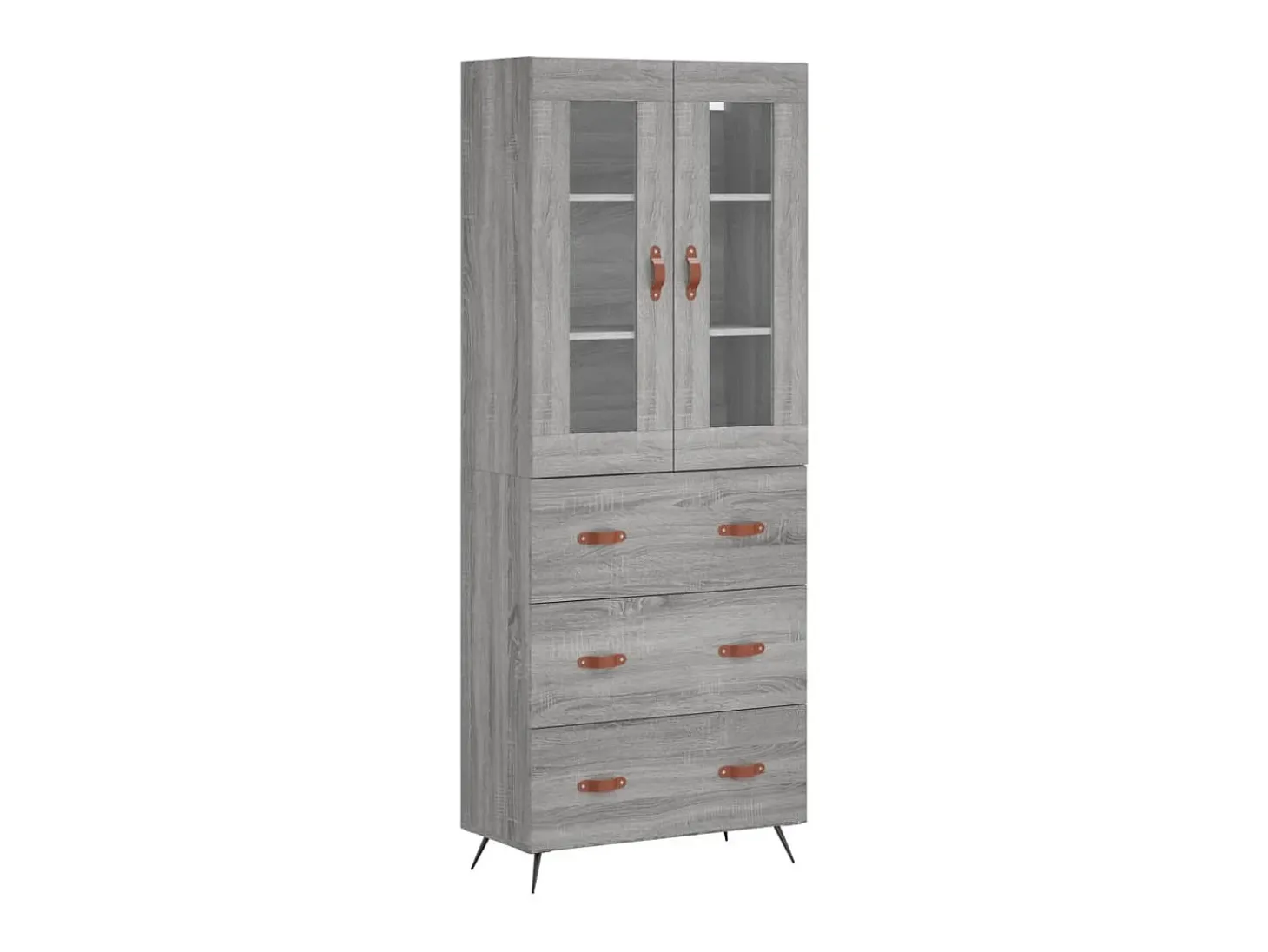 Aparador alto madera contrachapada gris sonoma 69,5x34x180 cm ES17326