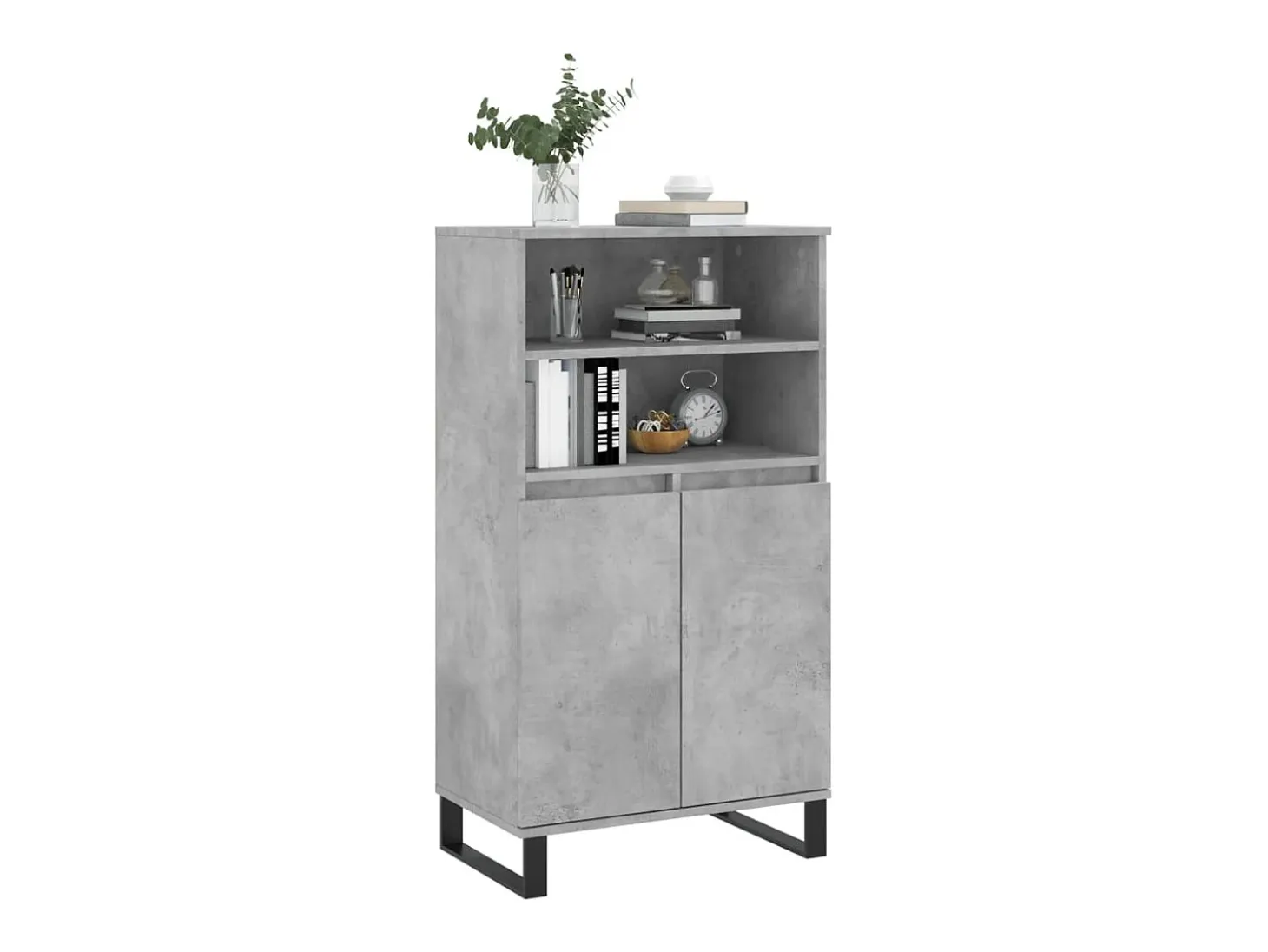 Aparador alto madera contrachapada gris hormigón 60x36x110 cm ES85354