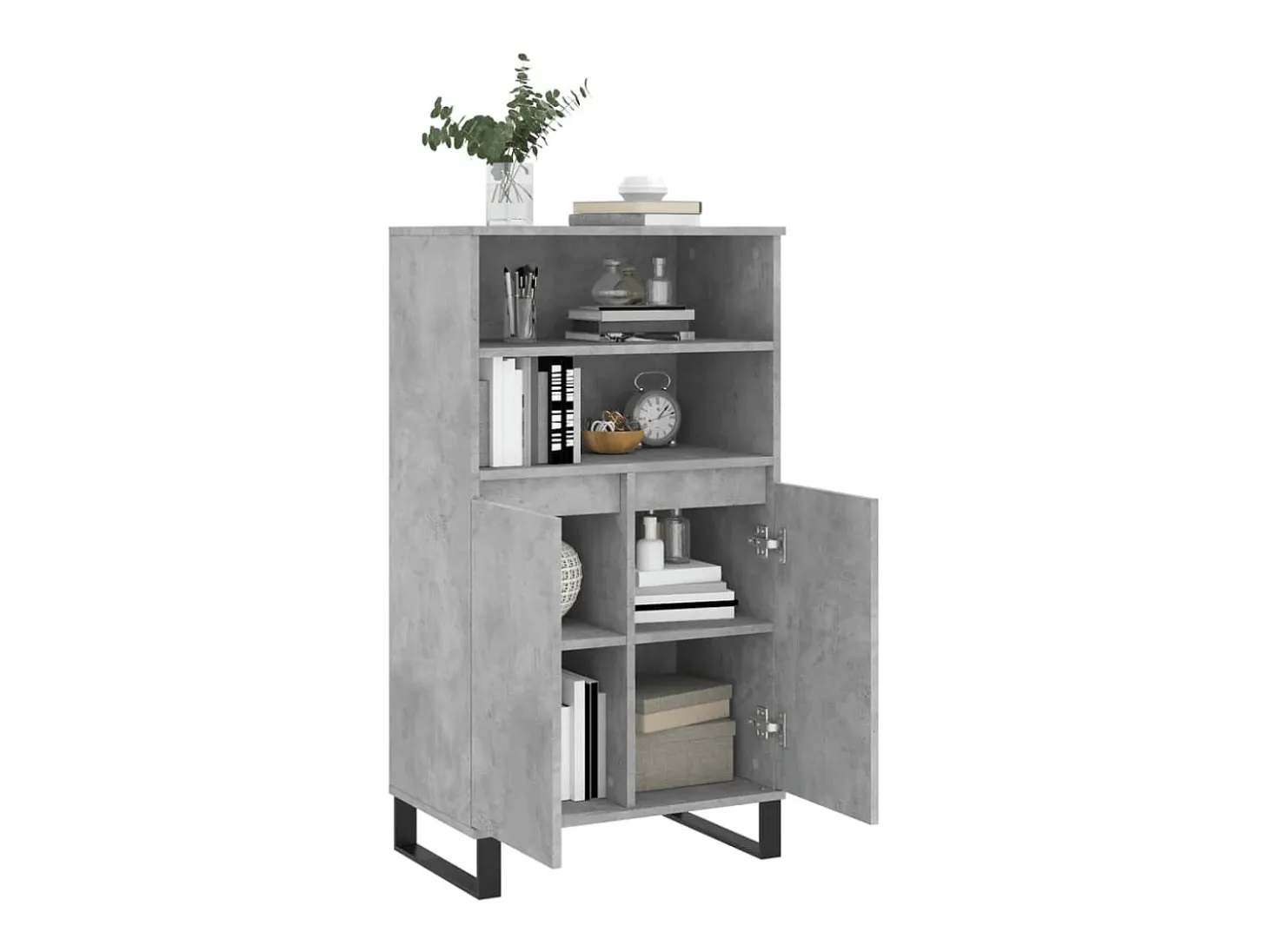Aparador alto madera contrachapada gris hormigón 60x36x110 cm ES85354