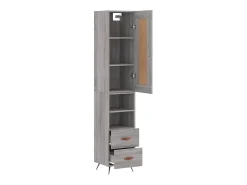 Aparador alto madera contrachapada gris Sonoma 34,5x34x180 cm