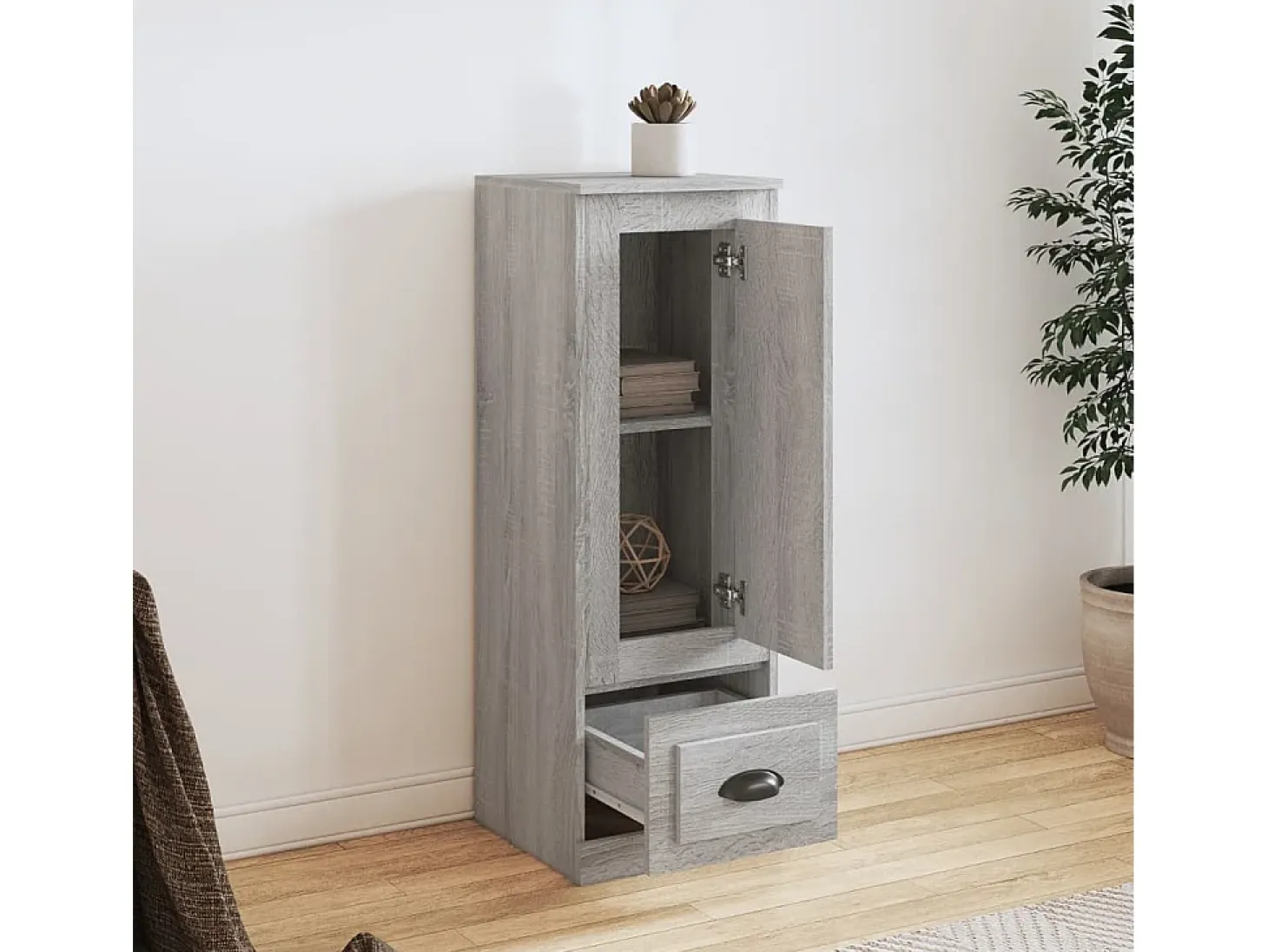 Aparador alto madera contrachapada gris Sonoma 36x35,5x103,5 cm ES11301