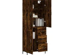 Aparador alto madera contrachapada roble ahumado 69,5x34x180 cm ES35511