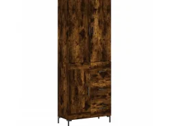 Aparador alto madera contrachapada roble ahumado 69,5x34x180 cm ES35511