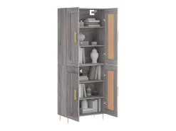 Aparador alto madera contrachapada gris sonoma 69,5x34x180 cm ES627273