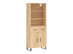 Aparador alto madera contrachapada color roble 69,5x34x180 cm