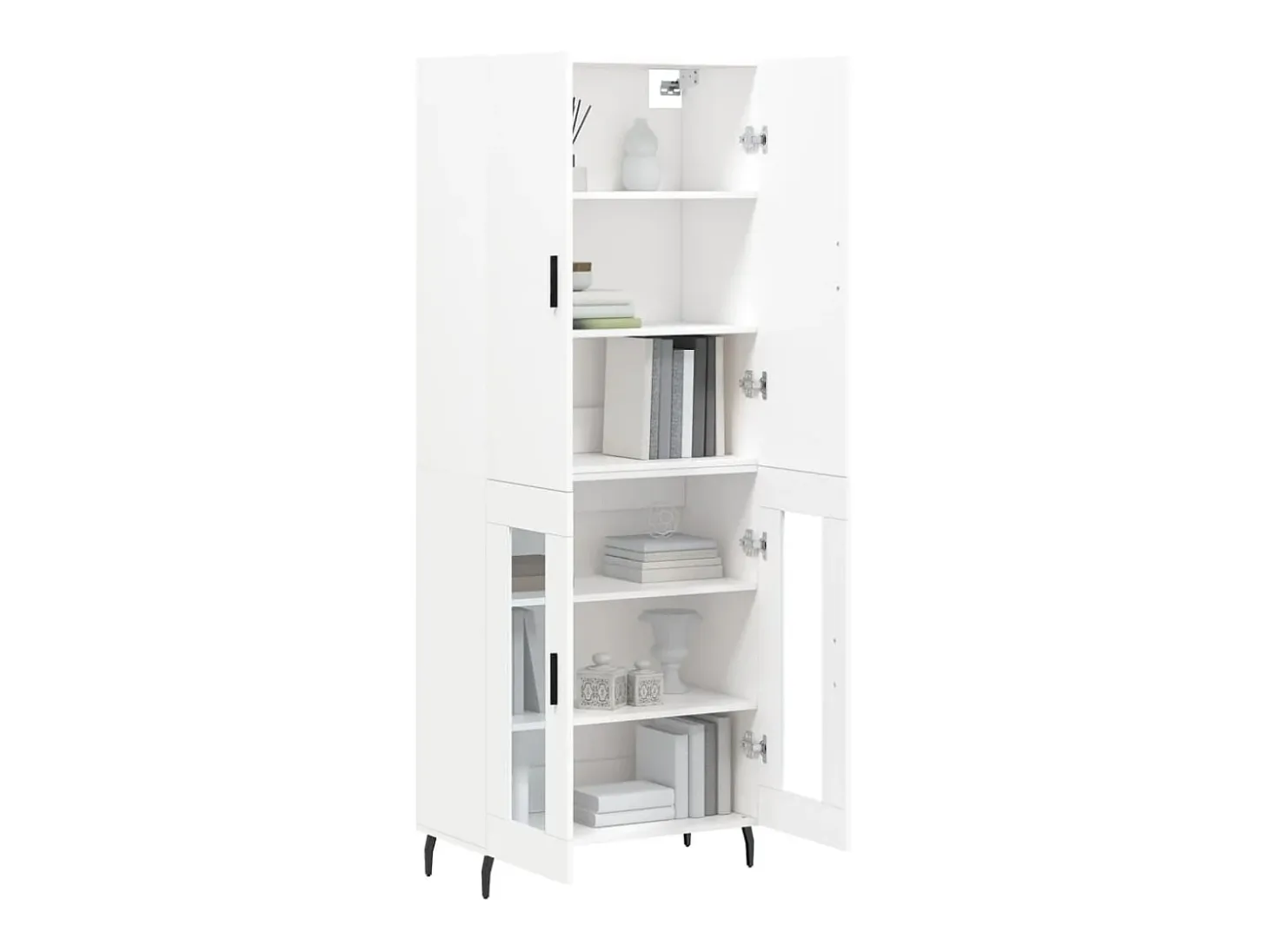 Aparador alto madera contrachapada blanco 69,5x34x180 cm