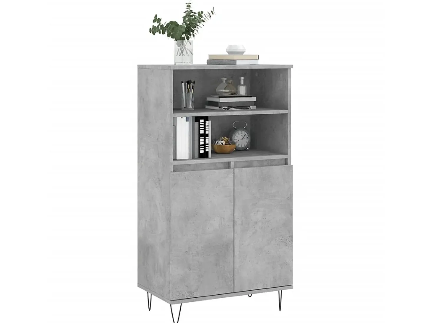 Aparador alto madera contrachapada gris hormigón 60x36x110 cm ES66472