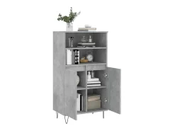 Aparador alto madera contrachapada gris hormigón 60x36x110 cm ES66472