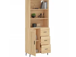 Aparador alto madera contrachapada color roble 69,5x34x180 cm ES43356