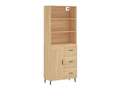 Aparador alto madera contrachapada color roble 69,5x34x180 cm ES43356