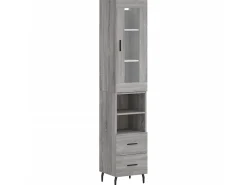 Aparador alto madera contrachapada gris Sonoma 34,5x34x180 cm ES38078