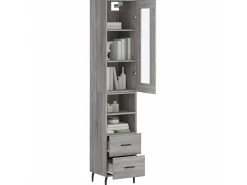 Aparador alto madera contrachapada gris Sonoma 34,5x34x180 cm ES38078