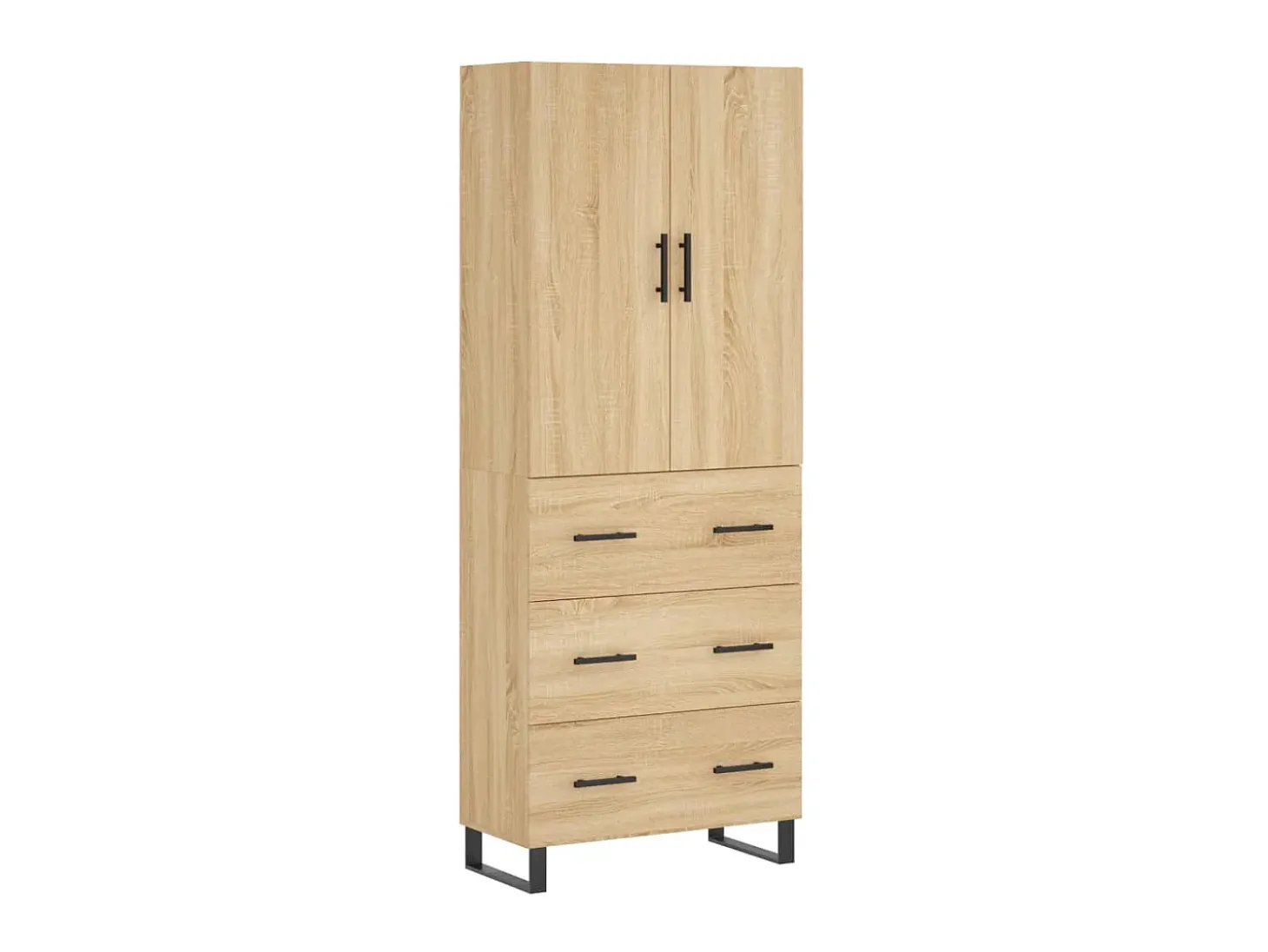 Aparador alto madera contrachapada color roble 69,5x34x180 cm ES169909