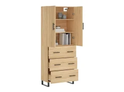 Aparador alto madera contrachapada color roble 69,5x34x180 cm ES169909