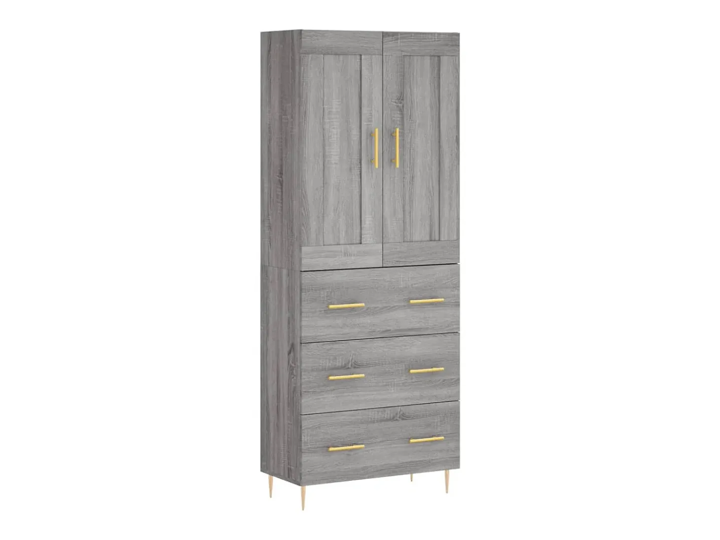Aparador alto madera contrachapada gris sonoma 69,5x34x180 cm