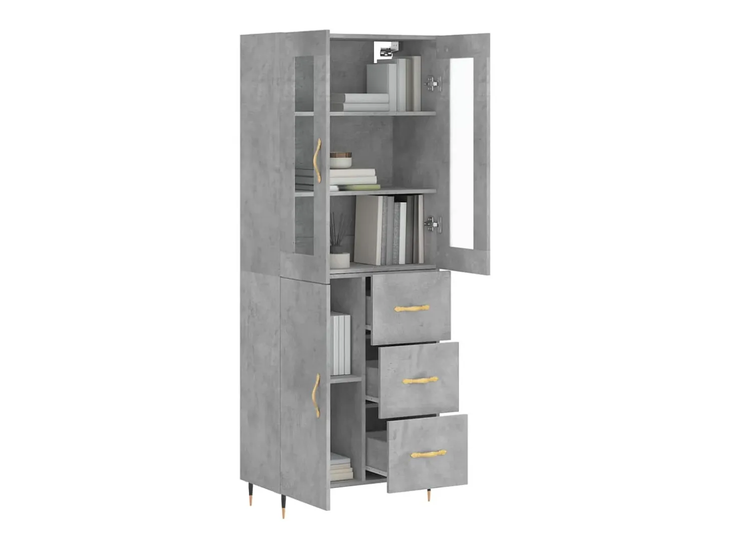 Aparador alto madera contrachapada gris hormigón 69,5x34x180 cm ES78189