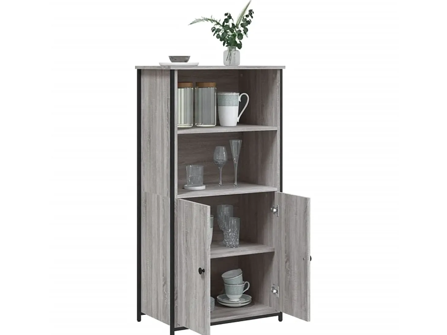 Aparador alto madera contrachapada Sonoma gris 62x36x121,5 cm ES48101