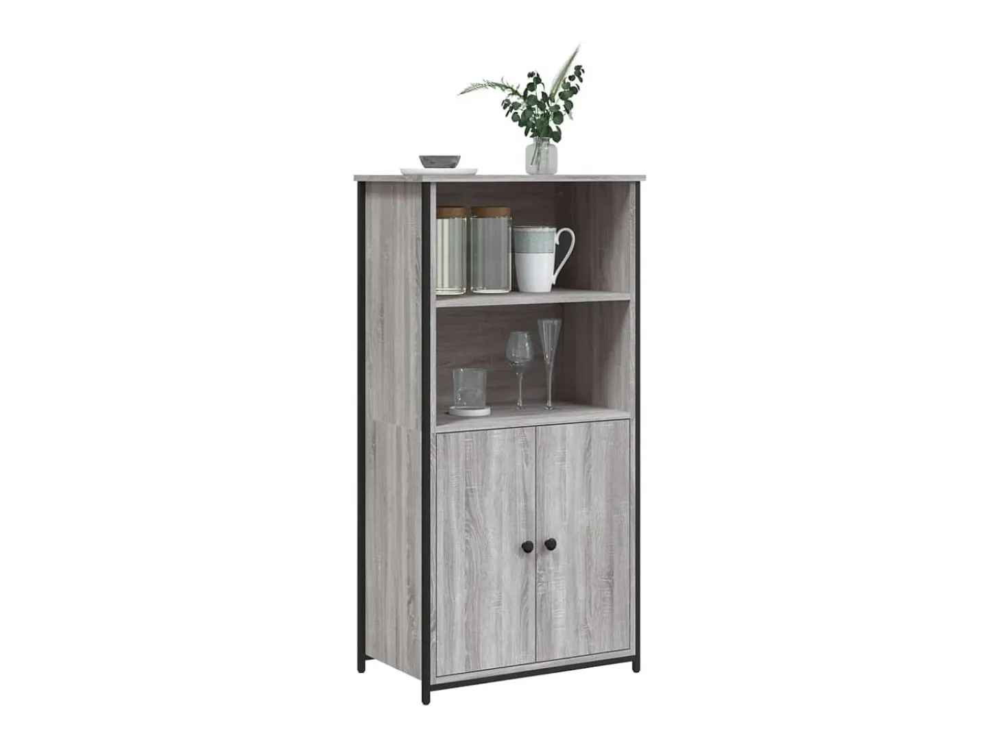 Aparador alto madera contrachapada Sonoma gris 62x36x121,5 cm ES48101