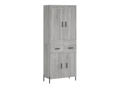 Aparador alto madera contrachapada gris sonoma 69,5x34x180 cm ES89989