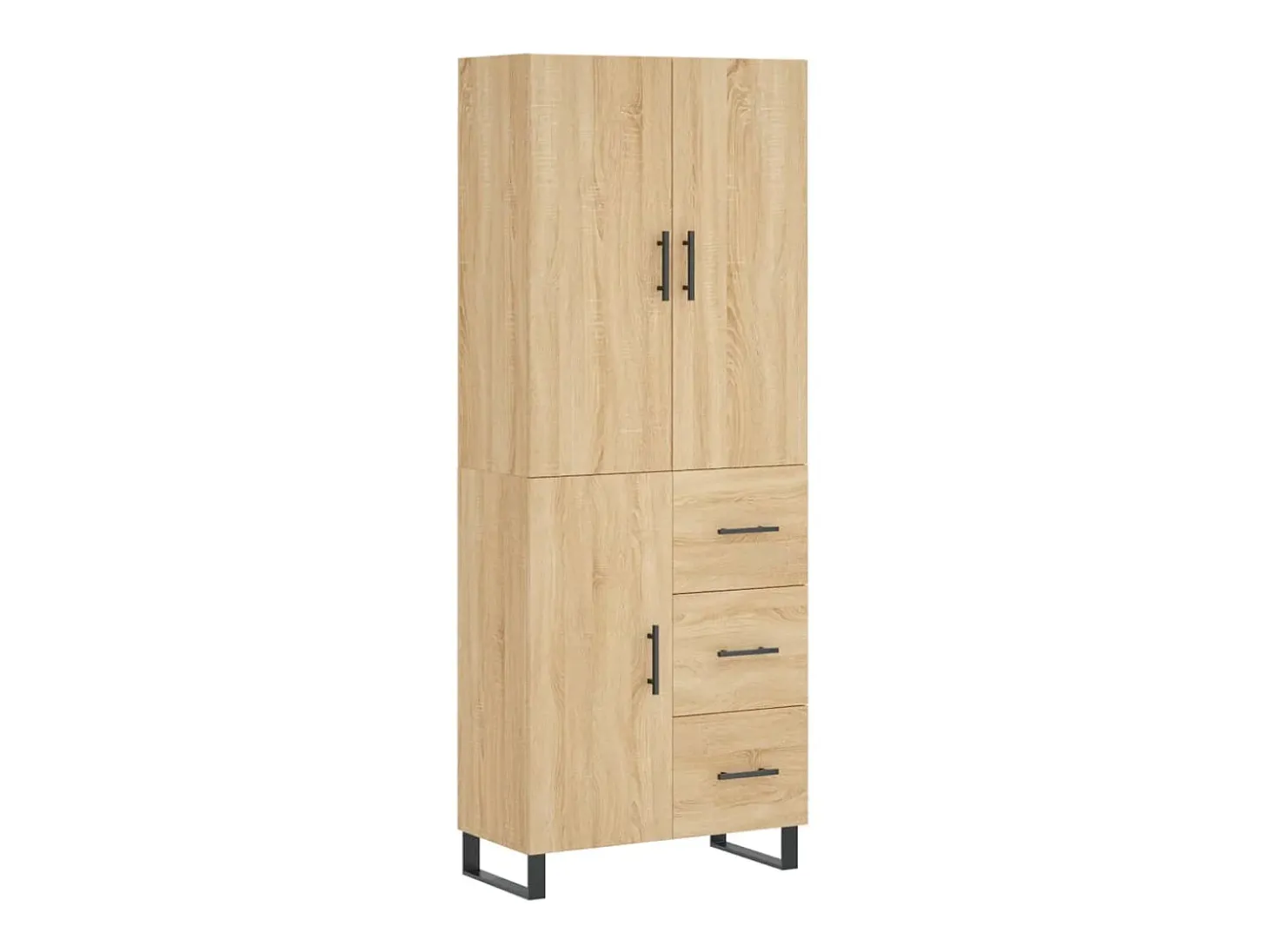 Aparador alto madera contrachapada color roble 69,5x34x180 cm