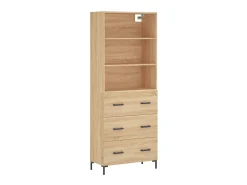 Aparador alto madera contrachapada color roble 69,5x34x180 cm ES96758