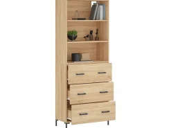 Aparador alto madera contrachapada color roble 69,5x34x180 cm ES96758
