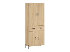 Aparador alto madera contrachapada color roble 69,5x34x180 cm