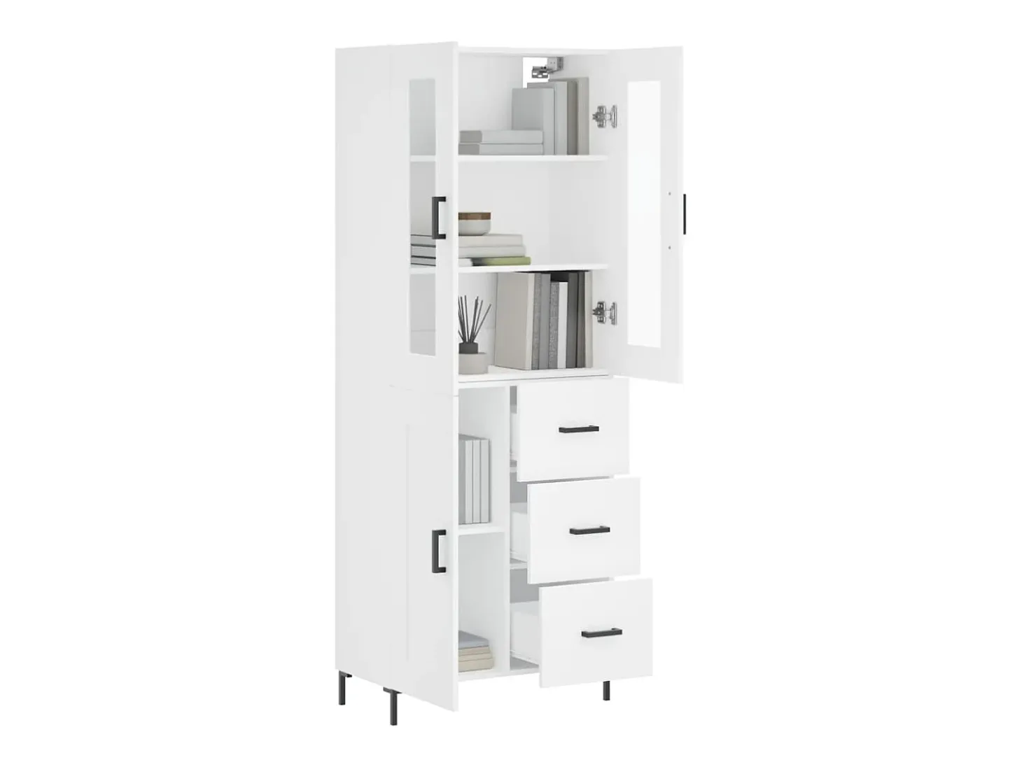 Aparador alto madera contrachapada blanco 69,5x34x180 cm ES66733