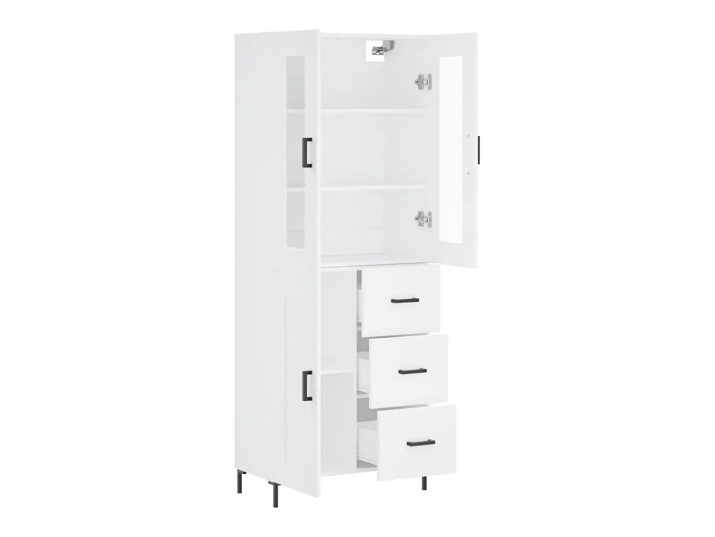 Aparador alto madera contrachapada blanco 69,5x34x180 cm ES66733