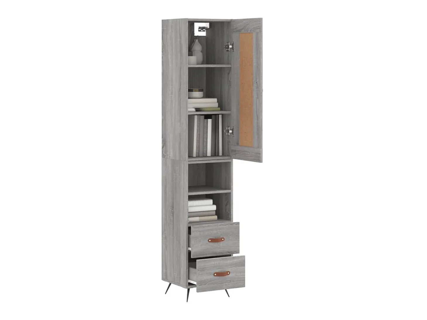 Aparador alto madera contrachapada gris Sonoma 34,5x34x180 cm ES60678