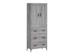 Aparador alto madera contrachapada gris sonoma 69,5x34x180 cm ES77697