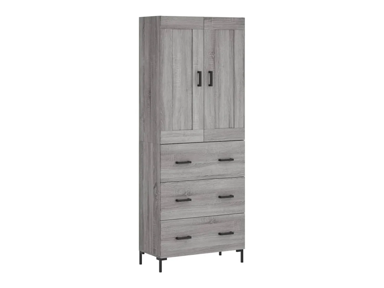 Aparador alto madera contrachapada gris sonoma 69,5x34x180 cm ES77697