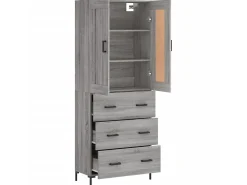 Aparador alto madera contrachapada gris sonoma 69,5x34x180 cm ES77697