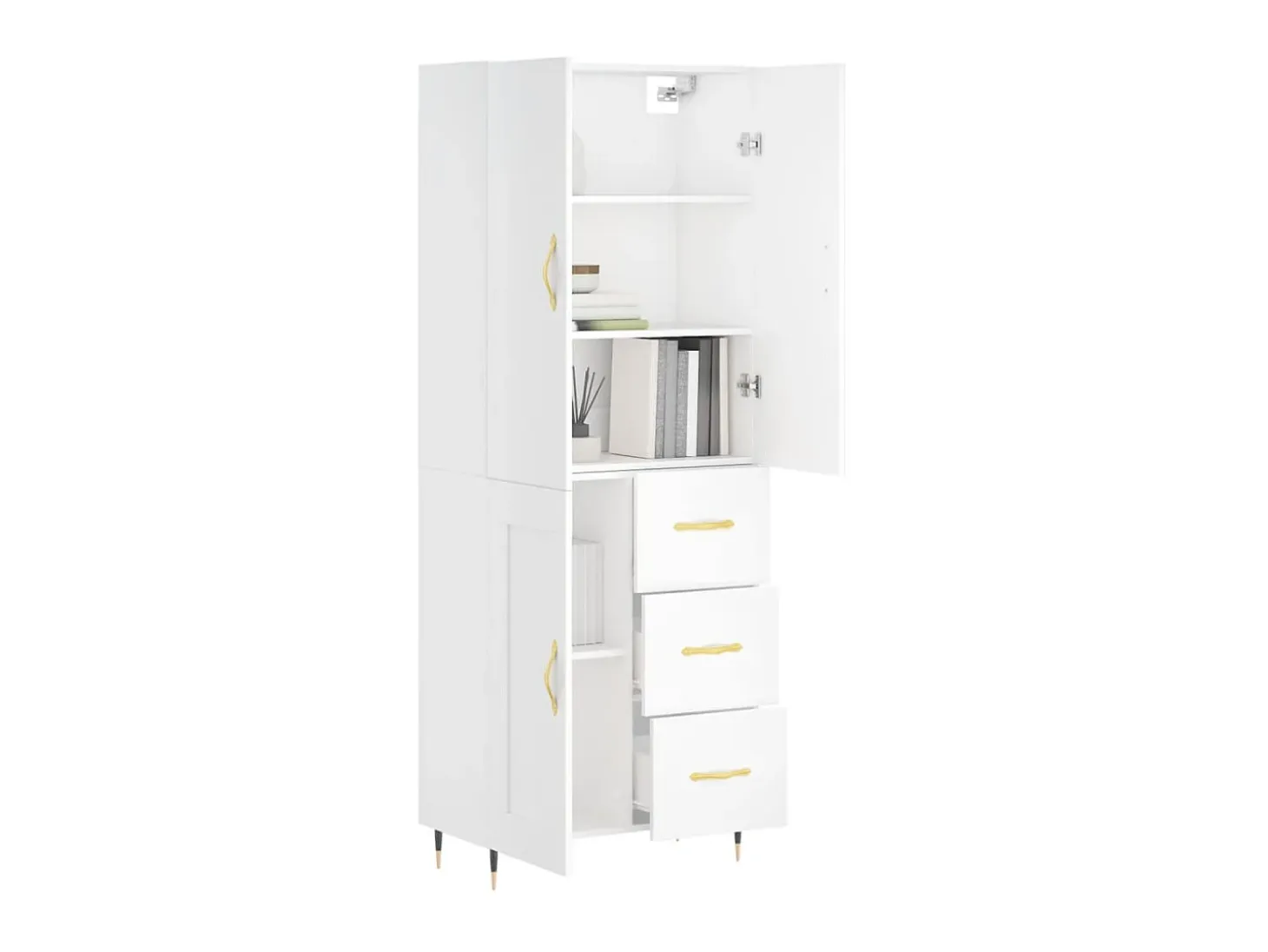 Aparador alto madera contrachapada blanco 69,5x34x180 cm ES37754