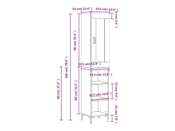 Aparador alto madera contrachapada blanco 34,5x34x180 cm