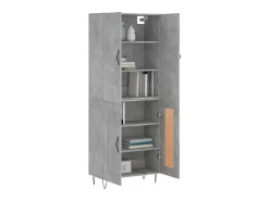 Aparador alto madera contrachapada gris hormigón 69,5x34x180 cm ES11136