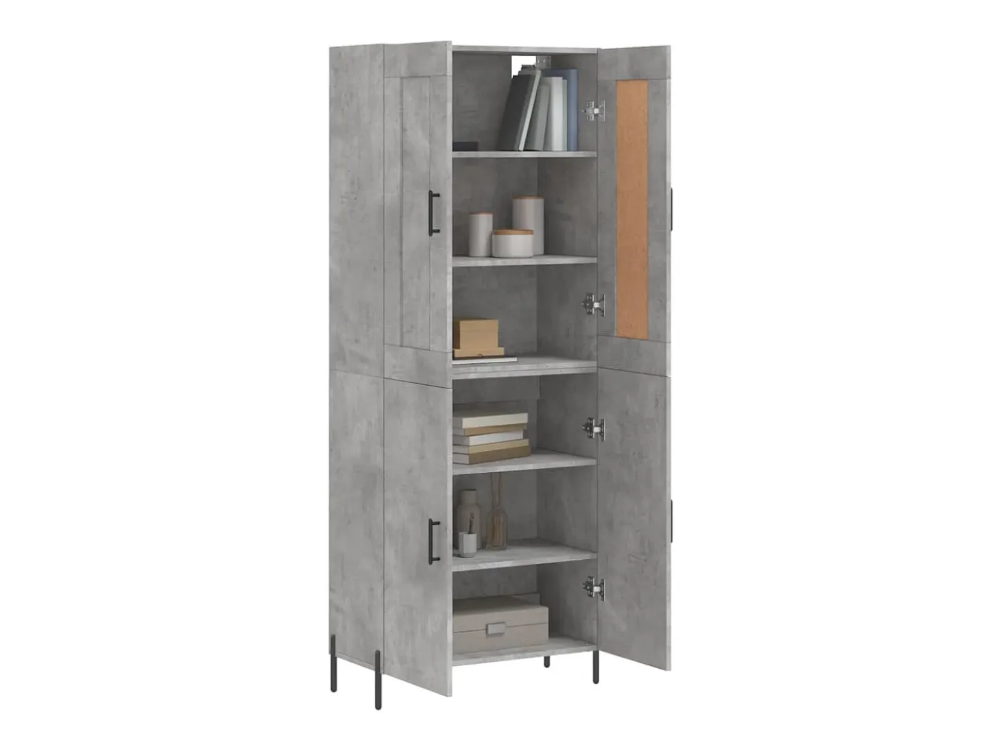 Aparador alto madera contrachapada gris hormigón 69,5x34x180 cm ES28711