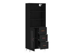 Aparador alto madera contrachapada negro 69,5x34x180 cm