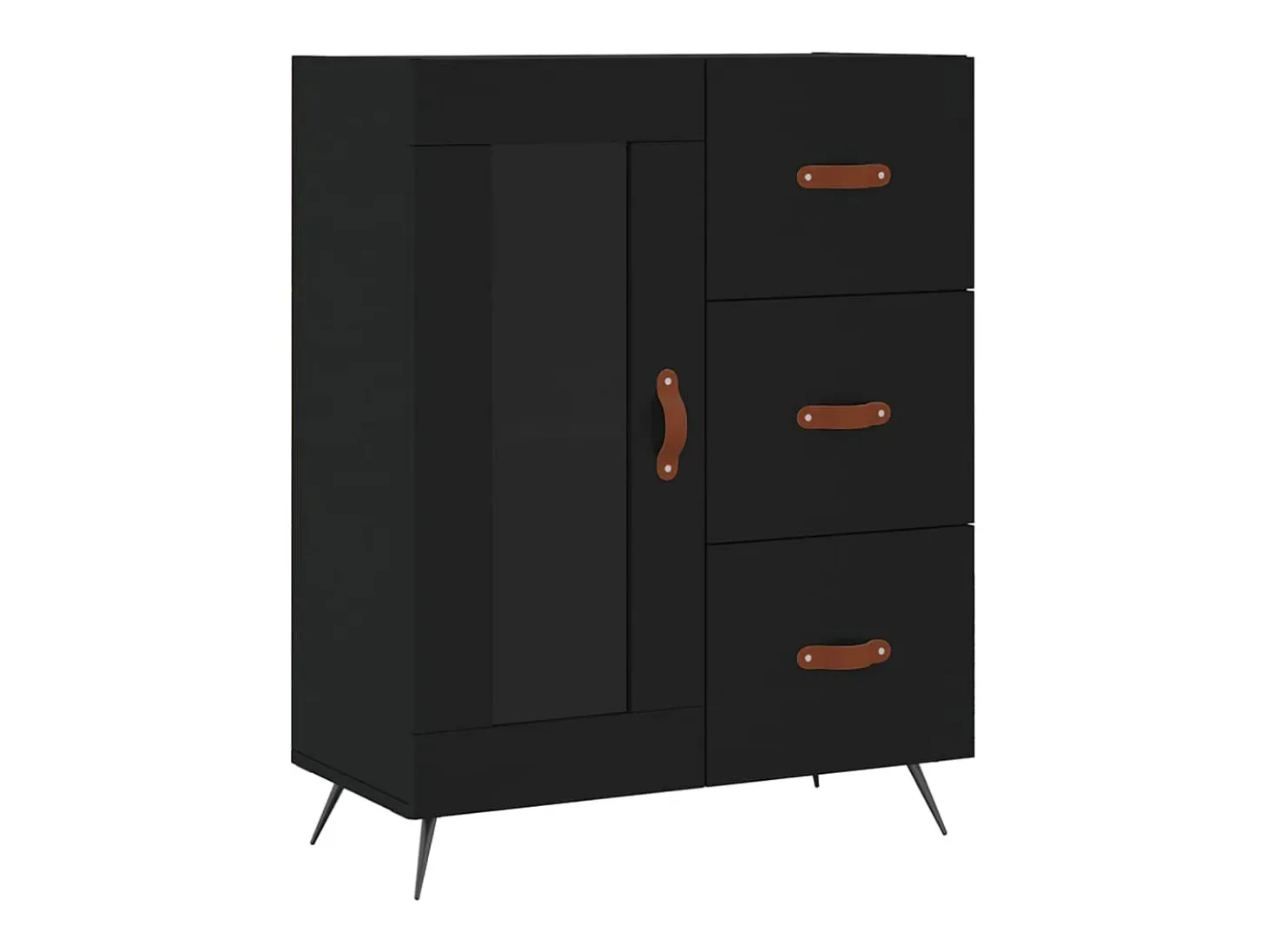 Aparador alto madera contrachapada negro 69,5x34x180 cm