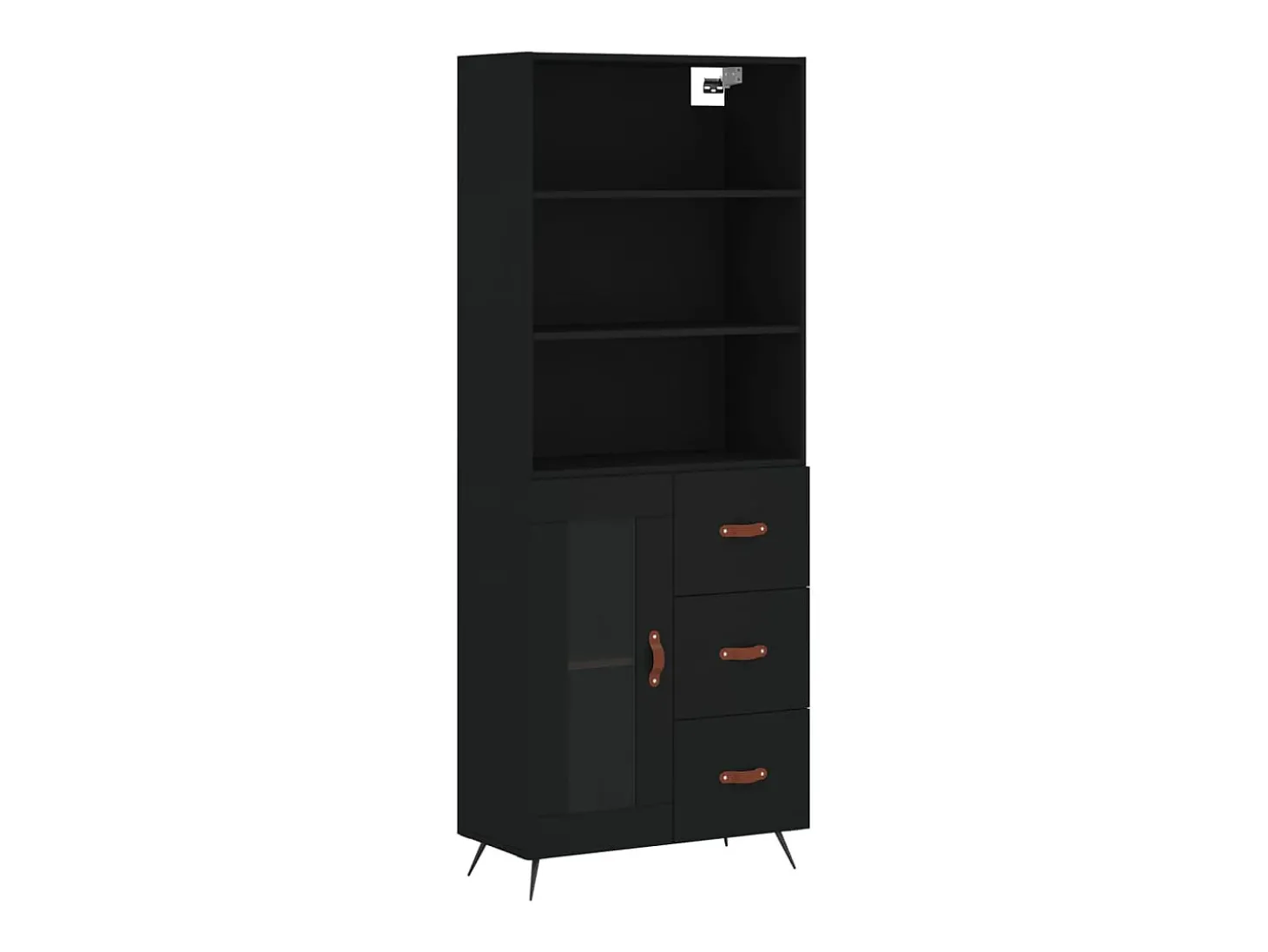 Aparador alto madera contrachapada negro 69,5x34x180 cm