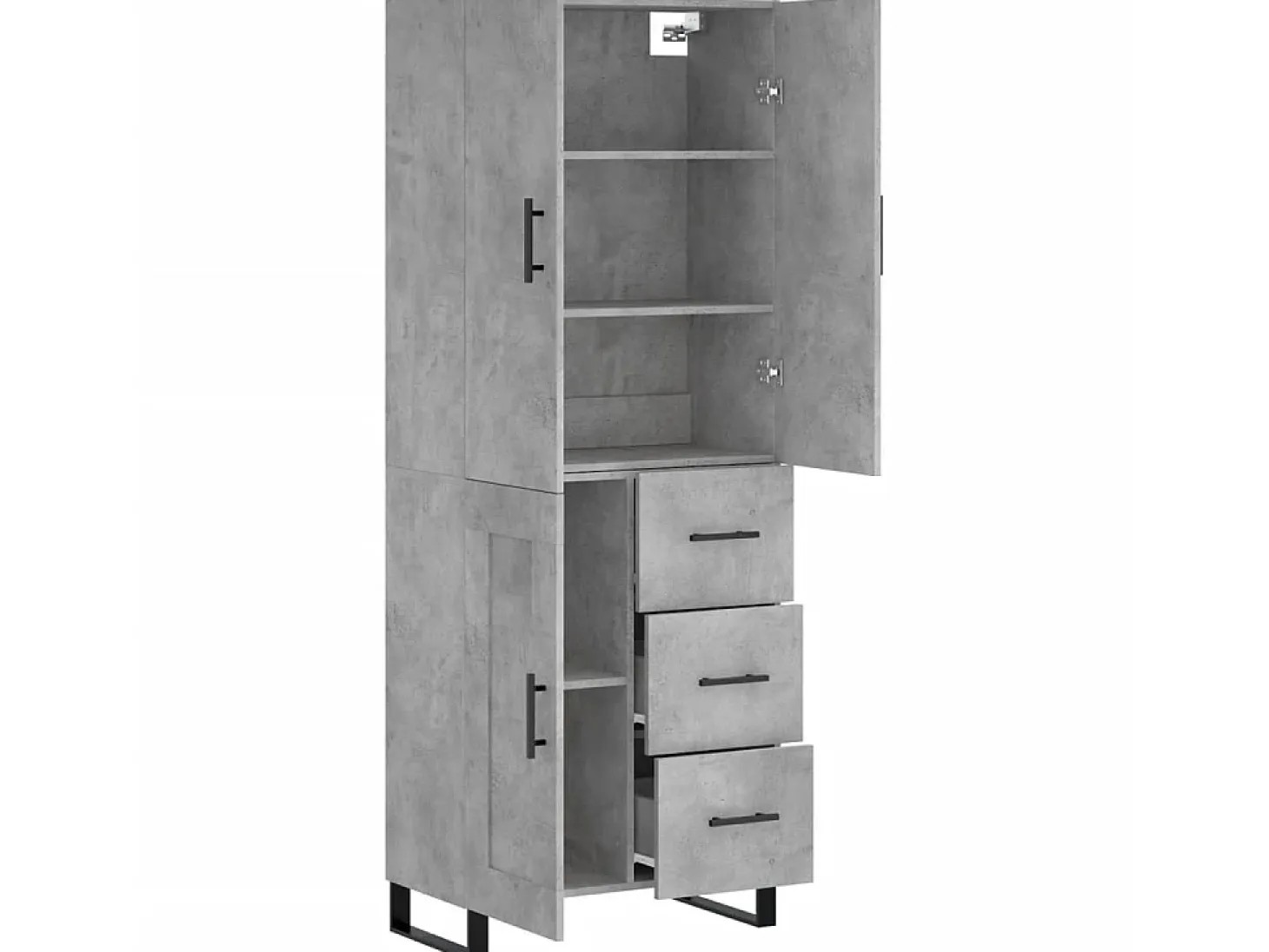 Aparador alto madera contrachapada gris hormigón 69,5x34x180 cm ES77417