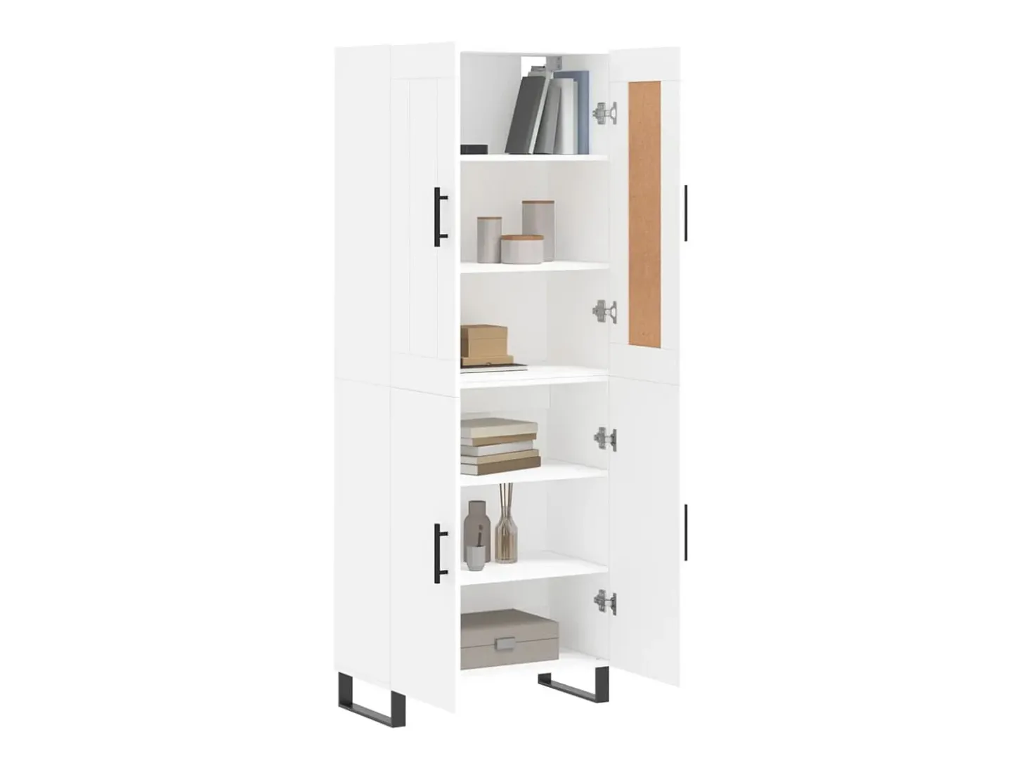 Aparador alto madera contrachapada blanco 69,5x34x180 cm