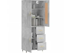Aparador alto madera contrachapada gris hormigón 69,5x34x180 cm ES45294