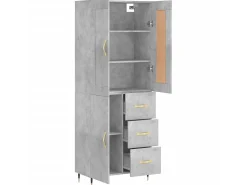Aparador alto madera contrachapada gris hormigón 69,5x34x180 cm ES45294