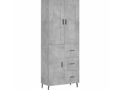 Aparador alto madera contrachapada gris hormigón 69,5x34x180 cm ES26308