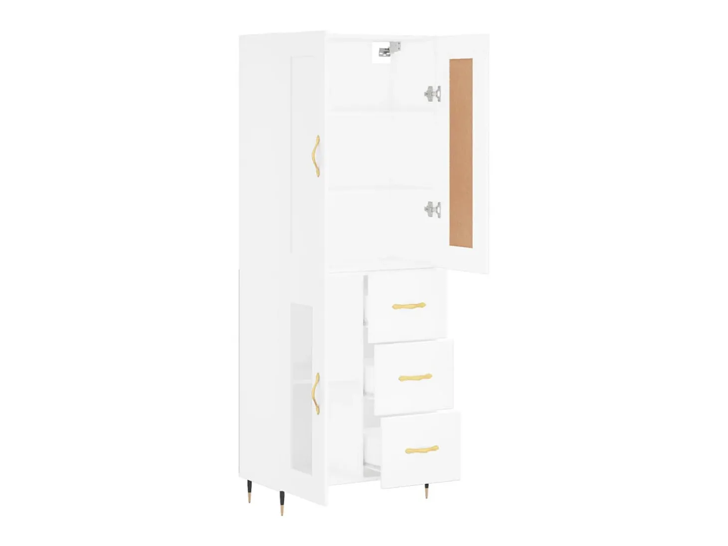 Aparador alto madera contrachapada blanco 69,5x34x180 cm ES75243