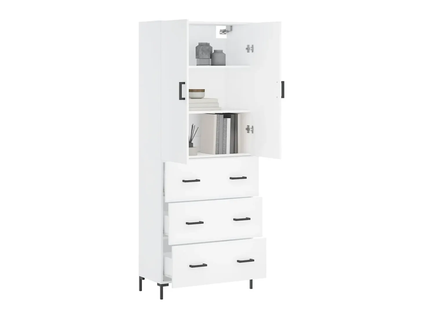 Aparador alto madera contrachapada blanco 69,5x34x180 cm ES23648