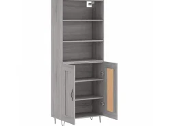 Aparador alto madera contrachapada gris sonoma 69,5x34x180 cm ES76925