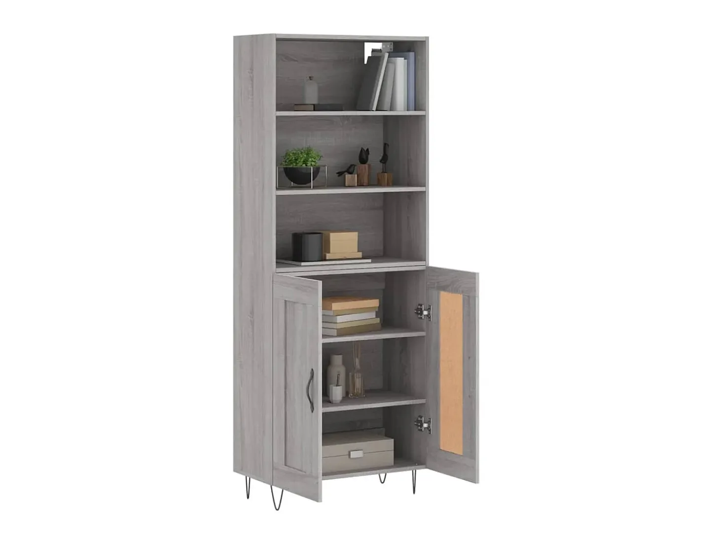 Aparador alto madera contrachapada gris sonoma 69,5x34x180 cm ES76925