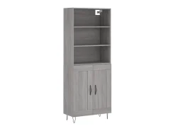 Aparador alto madera contrachapada gris sonoma 69,5x34x180 cm ES76925